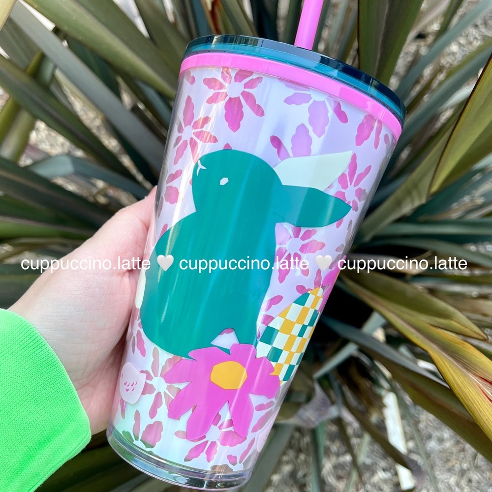 🐰LAST ONE💗Starbucks 2023 Pink Bunny & Flowers Easter Grande Tumbler